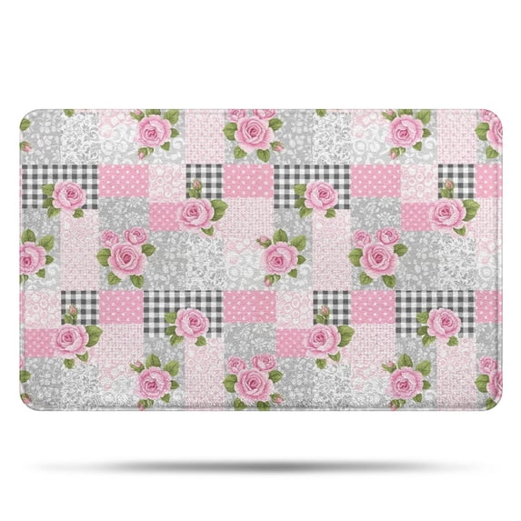 Pioneer Flower Floral Print Pattern Bathroom Rugs Mat, Non Slip Microfiber Bathroom Rug with Rubber Backing, Soft Mats for Bathroom Floor Tub Shower, 20"x32"