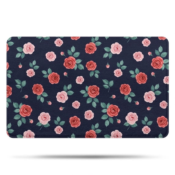Pioneer Flower Floral Print Pattern Bathroom Rugs Mat, Non Slip Microfiber Bathroom Rug with Rubber Backing, Soft Mats for Bathroom Floor Tub Shower, 20"x32"