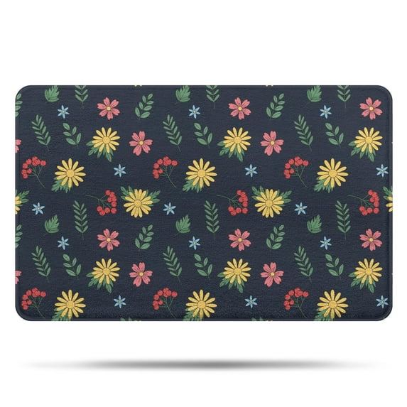 Pioneer Flower Floral Print Pattern Bathroom Rugs Mat, Non Slip Microfiber Bathroom Rug with Rubber Backing, Soft Mats for Bathroom Floor Tub Shower, 20"x32"