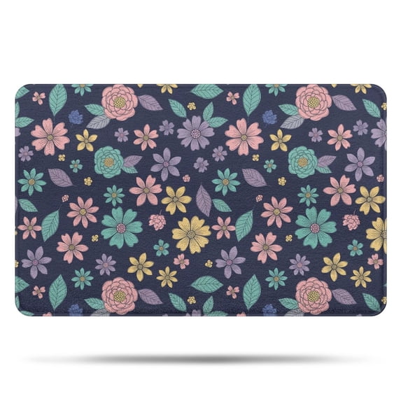 Pioneer Flower Floral Print Pattern Bathroom Rugs Mat, Non Slip Microfiber Bathroom Rug with Rubber Backing, Soft Mats for Bathroom Floor Tub Shower, 20"x32"