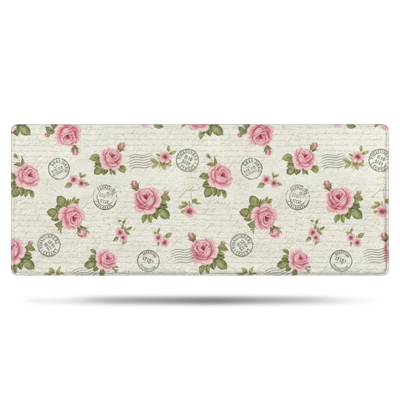 Pioneer Flower Floral Print Pattern Bathroom Rugs Mat, Non Slip Microfiber Bathroom Rug with Rubber Backing, Soft Mats for Bathroom Floor Tub Shower, 24"x60"