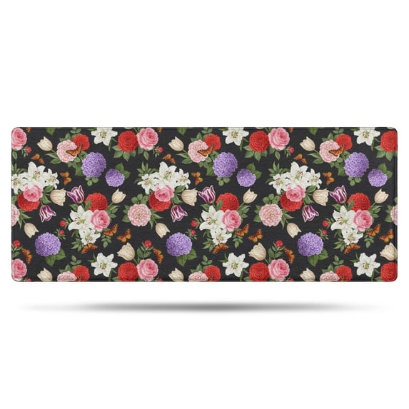 Pioneer Flower Floral Print Pattern Bathroom Rugs Mat, Non Slip Microfiber Bathroom Rug with Rubber Backing, Soft Mats for Bathroom Floor Tub Shower, 24"x60"