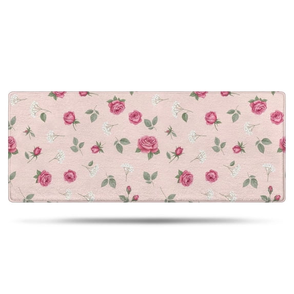 Pioneer Flower Floral Print Pattern Bathroom Rugs Mat, Non Slip Microfiber Bathroom Rug with Rubber Backing, Soft Mats for Bathroom Floor Tub Shower, 24"x60"