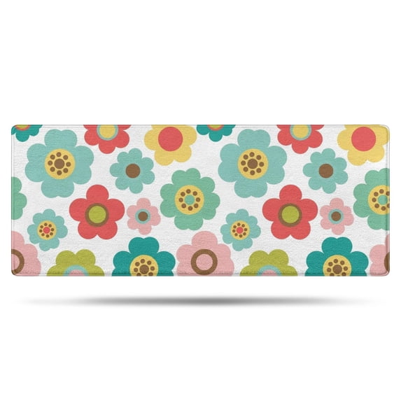 Pioneer Flower Floral Print Pattern Bathroom Rugs Mat, Non Slip Microfiber Bathroom Rug with Rubber Backing, Soft Mats for Bathroom Floor Tub Shower, 24"x60"