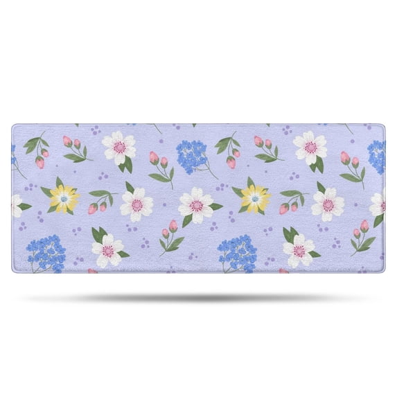 Pioneer Flower Floral Print Pattern Bathroom Rugs Mat, Non Slip Microfiber Bathroom Rug with Rubber Backing, Soft Mats for Bathroom Floor Tub Shower, 24"x60"