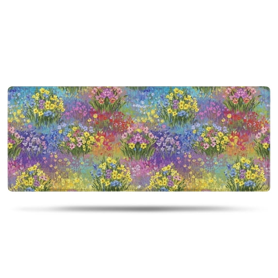 Pioneer Flower Floral Print Pattern Bathroom Rugs Mat, Non Slip Microfiber Bathroom Rug with Rubber Backing, Soft Mats for Bathroom Floor Tub Shower, 24"x60"