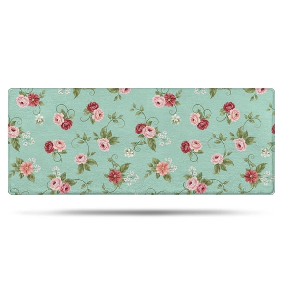 Pioneer Flower Floral Print Pattern Bathroom Rugs Mat, Non Slip Microfiber Bathroom Rug with Rubber Backing, Soft Mats for Bathroom Floor Tub Shower, 24"x60"
