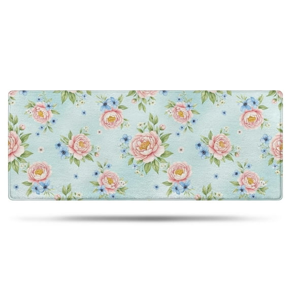 Pioneer Flower Floral Print Pattern Bathroom Rugs Mat, Non Slip Microfiber Bathroom Rug with Rubber Backing, Soft Mats for Bathroom Floor Tub Shower, 24"x60"