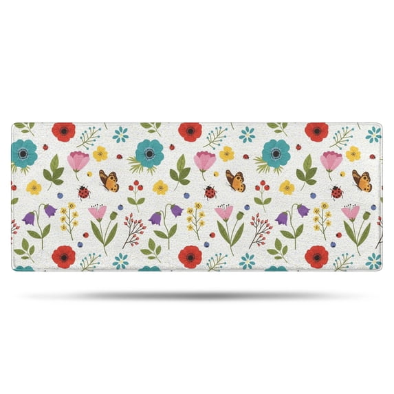 Pioneer Flower Floral Print Pattern Bathroom Rugs Mat, Non Slip Microfiber Bathroom Rug with Rubber Backing, Soft Mats for Bathroom Floor Tub Shower, 24"x60"