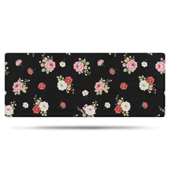 Pioneer Flower Floral Print Pattern Bathroom Rugs Mat, Non Slip Microfiber Bathroom Rug with Rubber Backing, Soft Mats for Bathroom Floor Tub Shower, 24"x60"