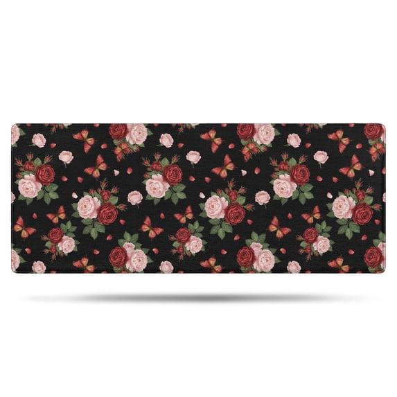 Pioneer Flower Floral Print Pattern Bathroom Rugs Mat, Non Slip Microfiber Bathroom Rug with Rubber Backing, Soft Mats for Bathroom Floor Tub Shower, 24"x60"