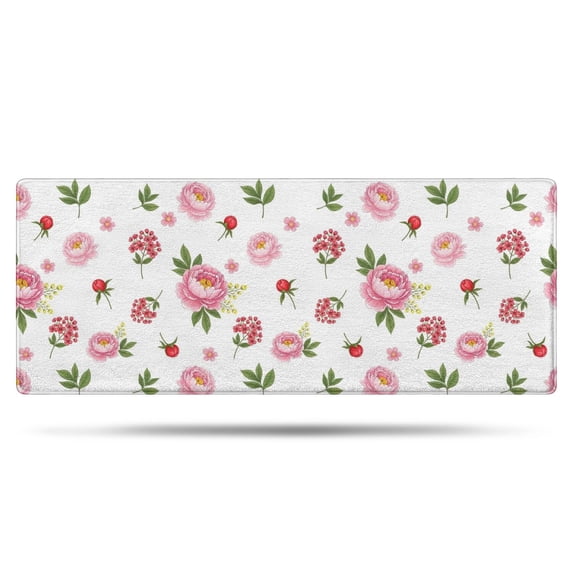 Pioneer Flower Floral Print Pattern Bathroom Rugs Mat, Non Slip Microfiber Bathroom Rug with Rubber Backing, Soft Mats for Bathroom Floor Tub Shower, 24"x60"
