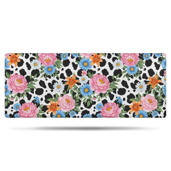 Pioneer Flower Floral Print Pattern Bathroom Rugs Mat, Non Slip Microfiber Bathroom Rug with Rubber Backing, Soft Mats for Bathroom Floor Tub Shower, 24"x60"