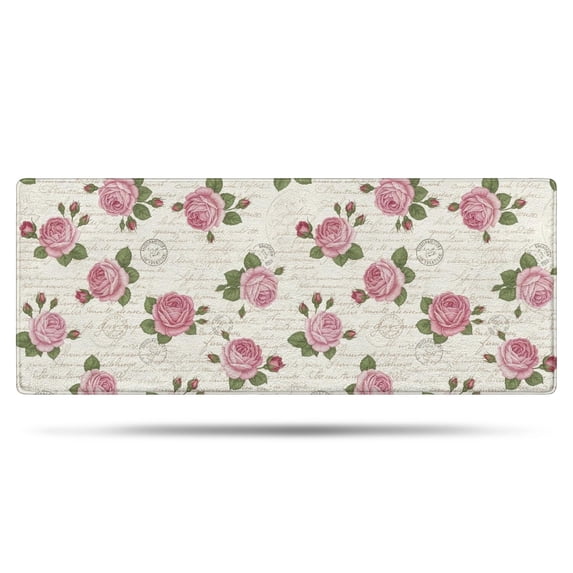Pioneer Flower Floral Print Pattern Bathroom Rugs Mat, Non Slip Microfiber Bathroom Rug with Rubber Backing, Soft Mats for Bathroom Floor Tub Shower, 24"x60"