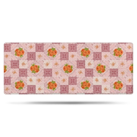 Pioneer Flower Floral Print Pattern Bathroom Rugs Mat, Non Slip Microfiber Bathroom Rug with Rubber Backing, Soft Mats for Bathroom Floor Tub Shower, 24"x60"