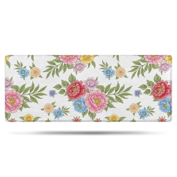 Pioneer Flower Floral Print Pattern Bathroom Rugs Mat, Non Slip Microfiber Bathroom Rug with Rubber Backing, Soft Mats for Bathroom Floor Tub Shower, 24"x60"