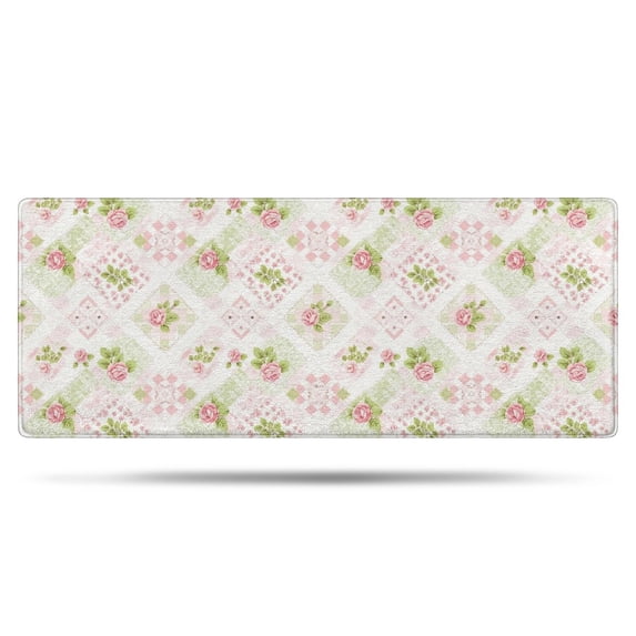 Pioneer Flower Floral Print Pattern Bathroom Rugs Mat, Non Slip Microfiber Bathroom Rug with Rubber Backing, Soft Mats for Bathroom Floor Tub Shower, 24"x60"