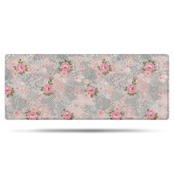 Pioneer Flower Floral Print Pattern Bathroom Rugs Mat, Non Slip Microfiber Bathroom Rug with Rubber Backing, Soft Mats for Bathroom Floor Tub Shower, 24"x60"