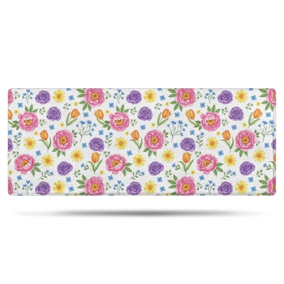 Pioneer Flower Floral Print Pattern Bathroom Rugs Mat, Non Slip Microfiber Bathroom Rug with Rubber Backing, Soft Mats for Bathroom Floor Tub Shower, 24"x60"