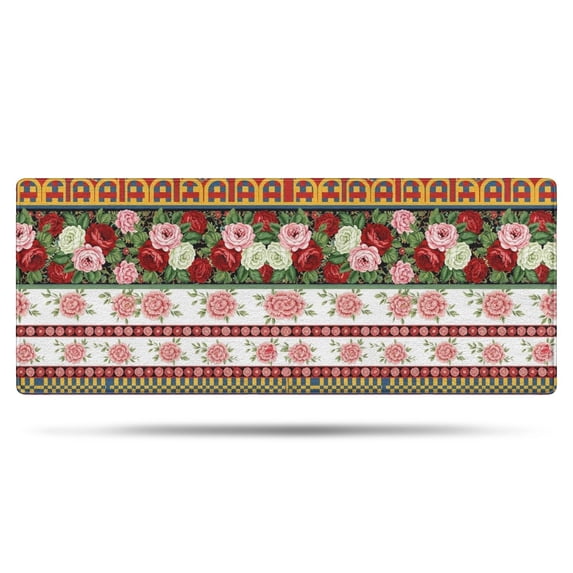 Pioneer Flower Floral Print Pattern Bathroom Rugs Mat, Non Slip Microfiber Bathroom Rug with Rubber Backing, Soft Mats for Bathroom Floor Tub Shower, 24"x60"