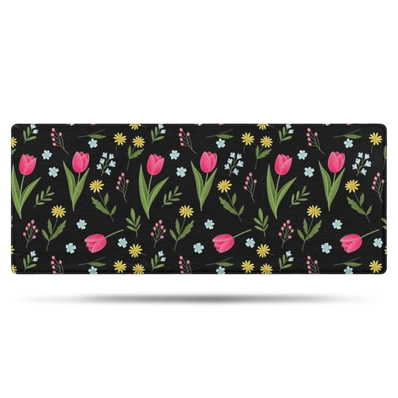 Pioneer Flower Floral Print Pattern Bathroom Rugs Mat, Non Slip Microfiber Bathroom Rug with Rubber Backing, Soft Mats for Bathroom Floor Tub Shower, 24"x60"
