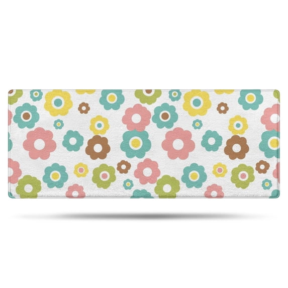 Pioneer Flower Floral Print Pattern Bathroom Rugs Mat, Non Slip Microfiber Bathroom Rug with Rubber Backing, Soft Mats for Bathroom Floor Tub Shower, 24"x60"