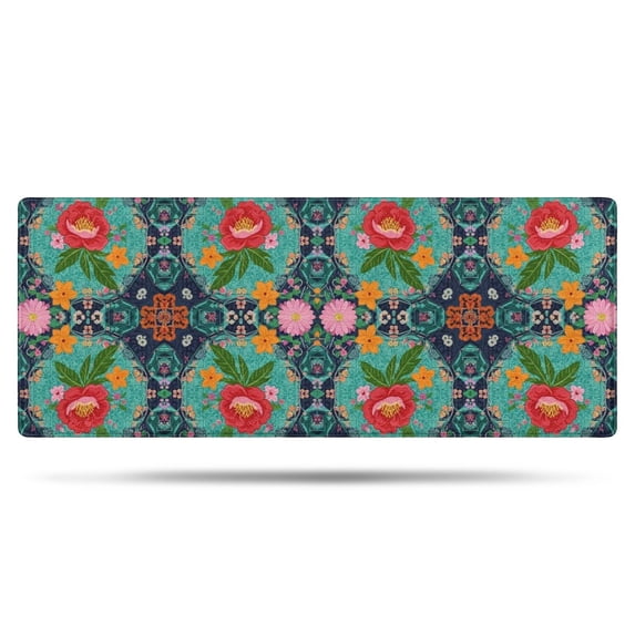 Pioneer Flower Floral Print Pattern Bathroom Rugs Mat, Non Slip Microfiber Bathroom Rug with Rubber Backing, Soft Mats for Bathroom Floor Tub Shower, 24"x60"