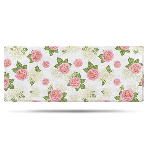 Pioneer Flower Floral Print Pattern Bathroom Rugs Mat, Non Slip Microfiber Bathroom Rug with Rubber Backing, Soft Mats for Bathroom Floor Tub Shower, 24"x60"