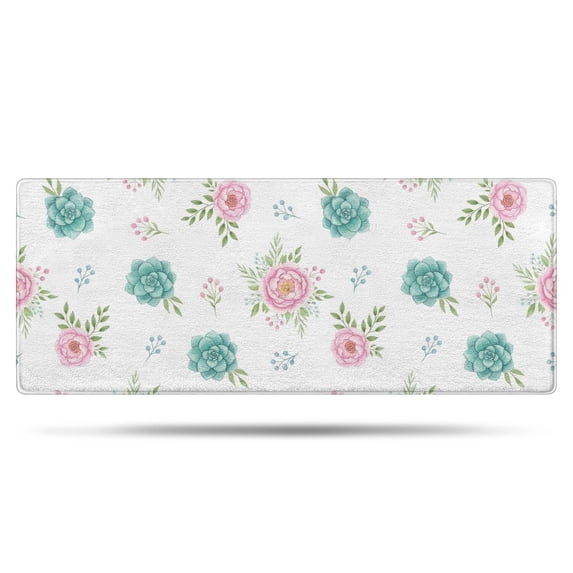 Pioneer Flower Floral Print Pattern Bathroom Rugs Mat, Non Slip Microfiber Bathroom Rug with Rubber Backing, Soft Mats for Bathroom Floor Tub Shower, 24"x60"