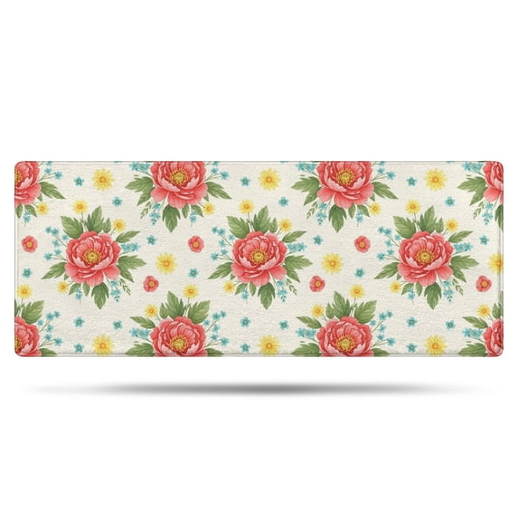 Pioneer Flower Floral Print Pattern Bathroom Rugs Mat, Non Slip Microfiber Bathroom Rug with Rubber Backing, Soft Mats for Bathroom Floor Tub Shower, 24"x60"