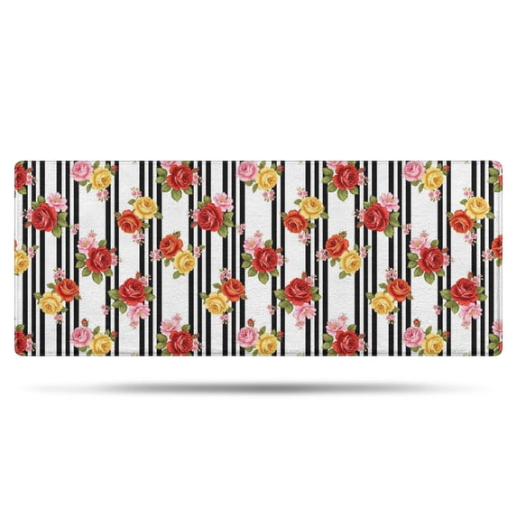 Pioneer Flower Floral Print Pattern Bathroom Rugs Mat, Non Slip Microfiber Bathroom Rug with Rubber Backing, Soft Mats for Bathroom Floor Tub Shower, 24"x60"