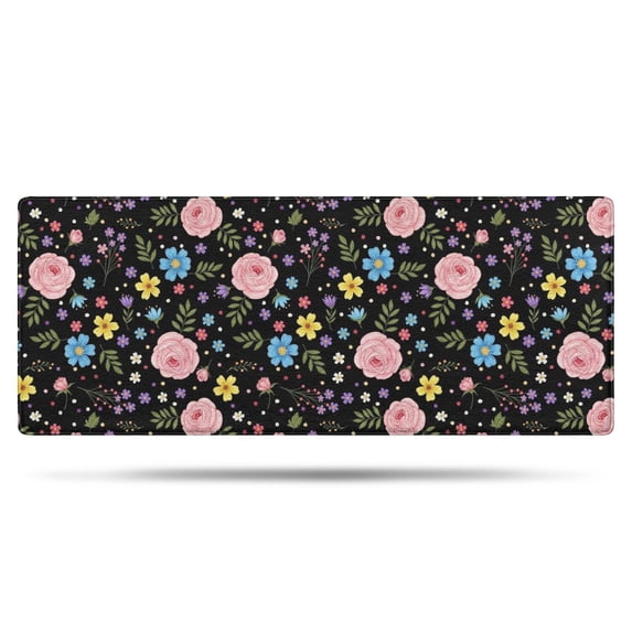 Pioneer Flower Floral Print Pattern Bathroom Rugs Mat, Non Slip Microfiber Bathroom Rug with Rubber Backing, Soft Mats for Bathroom Floor Tub Shower, 24"x60"