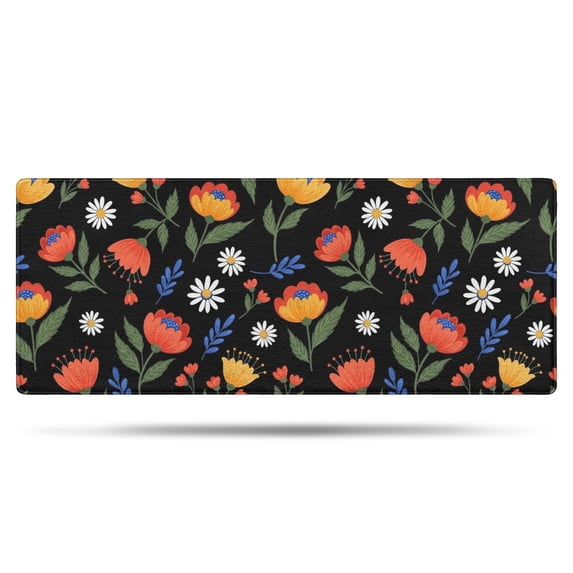Pioneer Flower Floral Print Pattern Bathroom Rugs Mat, Non Slip Microfiber Bathroom Rug with Rubber Backing, Soft Mats for Bathroom Floor Tub Shower, 24"x60"