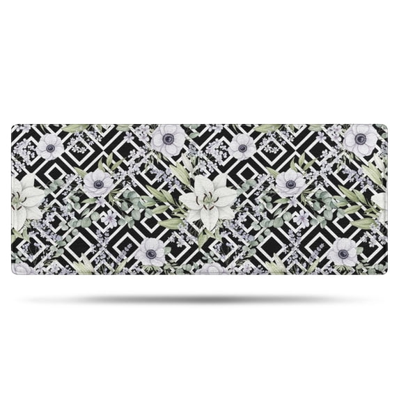 Pioneer Flower Floral Print Pattern Bathroom Rugs Mat, Non Slip Microfiber Bathroom Rug with Rubber Backing, Soft Mats for Bathroom Floor Tub Shower, 24"x60"