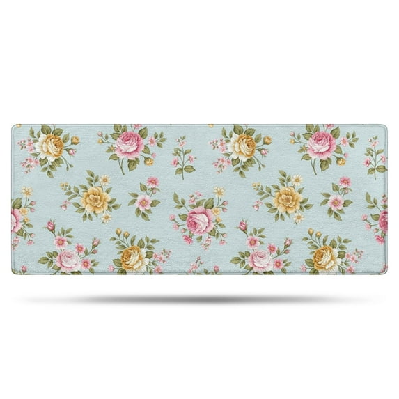 Pioneer Flower Floral Print Pattern Bathroom Rugs Mat, Non Slip Microfiber Bathroom Rug with Rubber Backing, Soft Mats for Bathroom Floor Tub Shower, 24"x60"