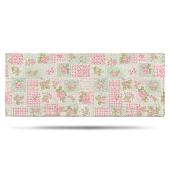 Pioneer Flower Floral Print Pattern Bathroom Rugs Mat, Non Slip Microfiber Bathroom Rug with Rubber Backing, Soft Mats for Bathroom Floor Tub Shower, 24"x60"