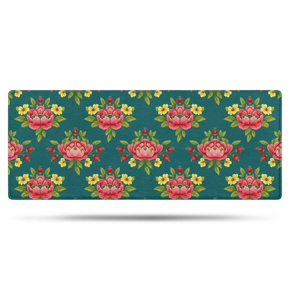 Pioneer Flower Floral Print Pattern Bathroom Rugs Mat, Non Slip Microfiber Bathroom Rug with Rubber Backing, Soft Mats for Bathroom Floor Tub Shower, 24"x60"