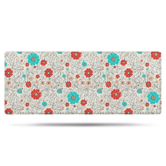 Pioneer Flower Floral Print Pattern Bathroom Rugs Mat, Non Slip Microfiber Bathroom Rug with Rubber Backing, Soft Mats for Bathroom Floor Tub Shower, 24"x60"