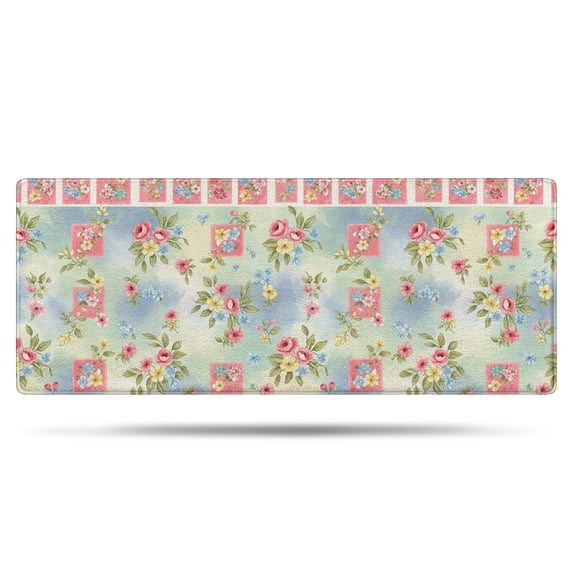 Pioneer Flower Floral Print Pattern Bathroom Rugs Mat, Non Slip Microfiber Bathroom Rug with Rubber Backing, Soft Mats for Bathroom Floor Tub Shower, 24"x60"