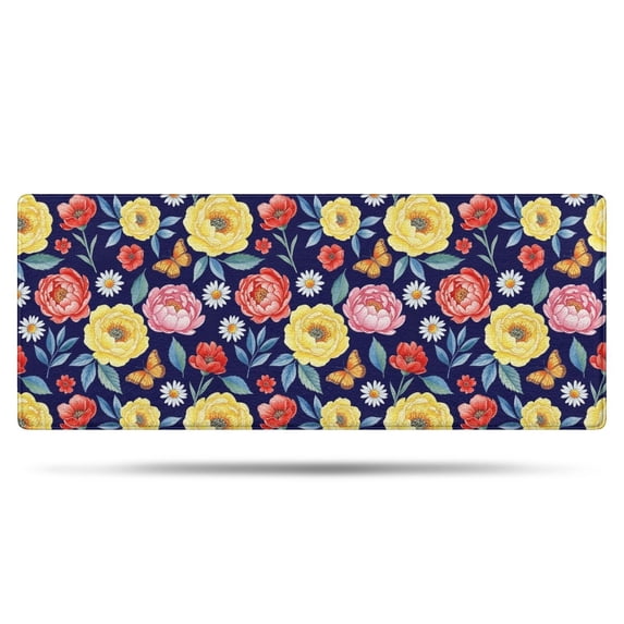 Pioneer Flower Floral Print Pattern Bathroom Rugs Mat, Non Slip Microfiber Bathroom Rug with Rubber Backing, Soft Mats for Bathroom Floor Tub Shower, 24"x60"