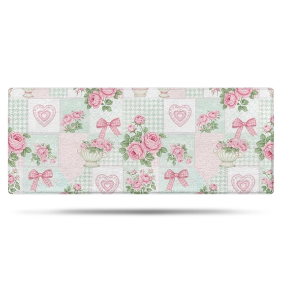 Pioneer Flower Floral Print Pattern Bathroom Rugs Mat, Non Slip Microfiber Bathroom Rug with Rubber Backing, Soft Mats for Bathroom Floor Tub Shower, 24"x60"