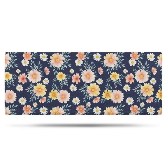 Pioneer Flower Floral Print Pattern Bathroom Rugs Mat, Non Slip Microfiber Bathroom Rug with Rubber Backing, Soft Mats for Bathroom Floor Tub Shower, 24"x60"