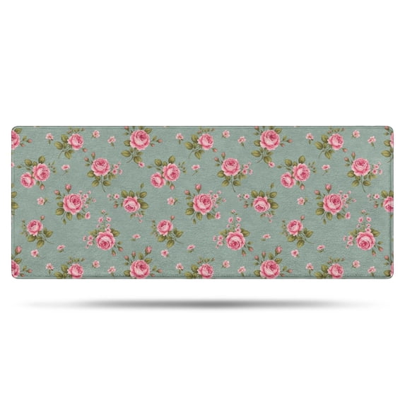 Pioneer Flower Floral Print Pattern Bathroom Rugs Mat, Non Slip Microfiber Bathroom Rug with Rubber Backing, Soft Mats for Bathroom Floor Tub Shower, 24"x60"