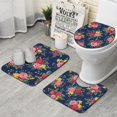 thumbnail image 1 of Pioneer Flower Floral Print Pattern Bathroom Rugs Sets 3 Piece,Toilet Cover Set,Absorbent Non Slip Bathroom Mats Sets with U-Shaped Contour Rug Toilet Rug Set, 1 of 5