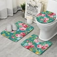 thumbnail image 1 of Pioneer Flower Floral Print Pattern Bathroom Rugs Sets 3 Piece,Toilet Cover Set,Absorbent Non Slip Bathroom Mats Sets with U-Shaped Contour Rug Toilet Rug Set, 1 of 5