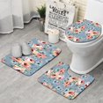 thumbnail image 1 of Pioneer Flower Floral Print Pattern Bathroom Rugs Sets 3 Piece,Toilet Cover Set,Absorbent Non Slip Bathroom Mats Sets with U-Shaped Contour Rug Toilet Rug Set, 1 of 5