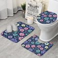 thumbnail image 1 of Pioneer Flower Floral Print Pattern Bathroom Rugs Sets 3 Piece,Toilet Cover Set,Absorbent Non Slip Bathroom Mats Sets with U-Shaped Contour Rug Toilet Rug Set, 1 of 5