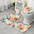 thumbnail image 1 of Pioneer Flower Floral Print Pattern Bathroom Rugs Sets 3 Piece,Toilet Cover Set,Absorbent Non Slip Bathroom Mats Sets with U-Shaped Contour Rug Toilet Rug Set, 1 of 5