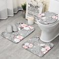 thumbnail image 1 of Pioneer Flower Floral Print Pattern Bathroom Rugs Sets 3 Piece,Toilet Cover Set,Absorbent Non Slip Bathroom Mats Sets with U-Shaped Contour Rug Toilet Rug Set, 1 of 5