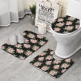thumbnail image 1 of Pioneer Flower Floral Print Pattern Bathroom Rugs Sets 3 Piece,Toilet Cover Set,Absorbent Non Slip Bathroom Mats Sets with U-Shaped Contour Rug Toilet Rug Set, 1 of 5